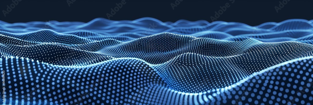 Poster a conceptual illustration showing big data, blockchains, information waves, artificial intelligence,