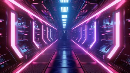 Future city skyline with glowing neon lines. Laser game neon light future of the 1980s