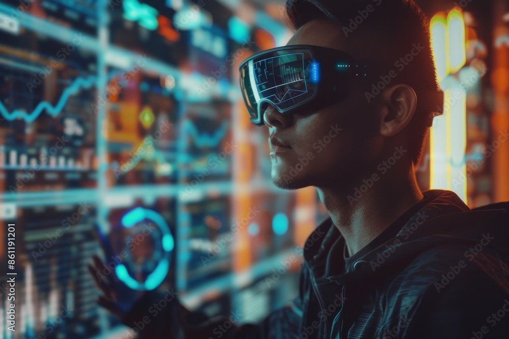 Poster the concept of the future has arrived, applications complement reality, the interface of virtual rea
