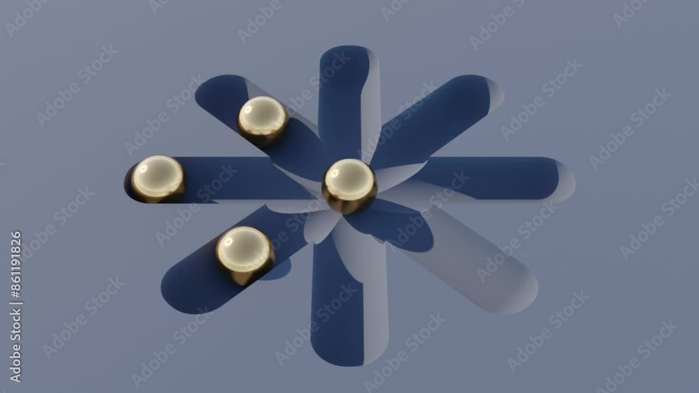 Aufkleber abstract 3d animation of golden balls on dark surface for modern geometric design and dynamic motion
