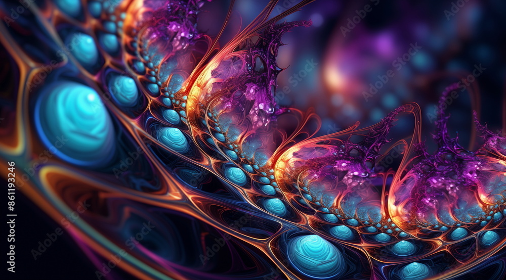 Aufkleber Abstract colorful fractal background with swirling patterns