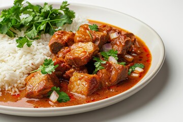 Fototapeta premium Eye-Catching Carne Adovada: Spiced Pork in Vibrant Red Chile