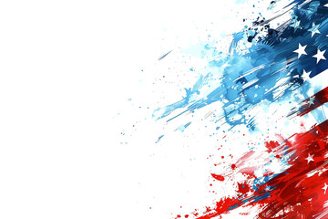 Memorial Day American Flag Painting on White background with space for text