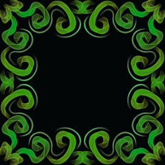 Christmas green neon frame on the black background