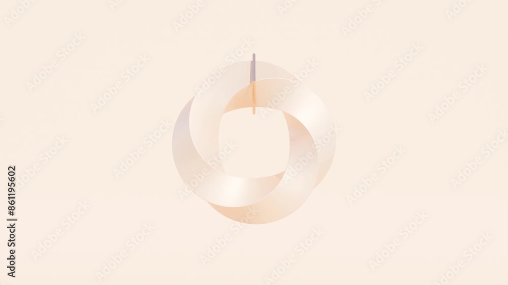 Poster abstract 3d animation of twisted torus with ring for modern geometric design and dynamic motion grap