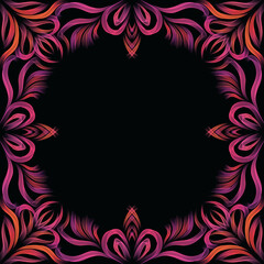 Red and gold Christmas neon frame on the black background