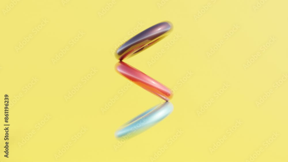 Aufkleber abstract 3d animation of three interlinked torus shapes for modern geometric design and dynamic moti