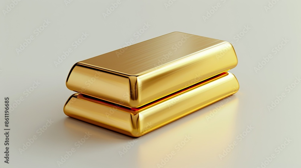 Poster render of three golden bars stacked neatly with a shiny finish