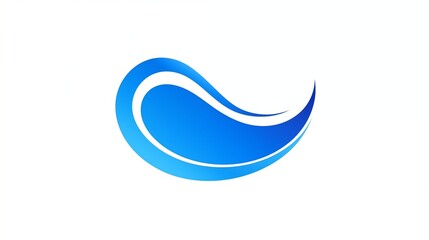 Obraz premium Abstract Blue Wave Logo Design with Smooth Curves and Fluid Motion