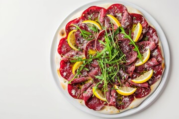 Flavorful Carpaccio Pizza with Drizzle of Purest Olive Oil