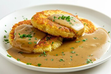 Carrie's Grit Cakes and Rosanne's Creamy Pork Gravy