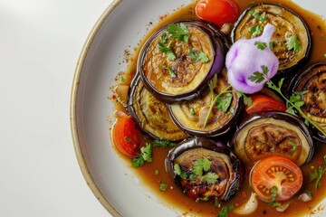 Charred Eggplant and Tomato Soup with Fresh Thyme and Cilantro