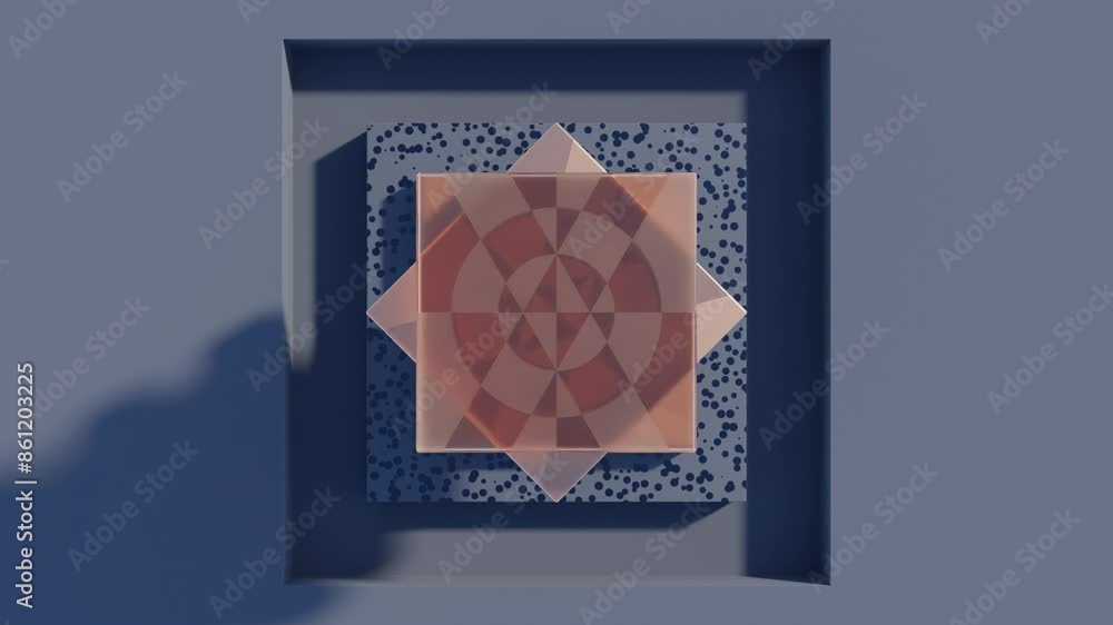 Aufkleber abstract 3d animation of square plates in dynamic motion on dark surface for modern geometric design