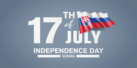 Slovakia happy independence day greeting card, banner with template text vector illustration