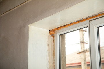 Window before renovation at home. Repair