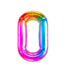 AI generated photo with inflatable multicolored neon number 0. Minimalistic balloon isolated on a transparent background