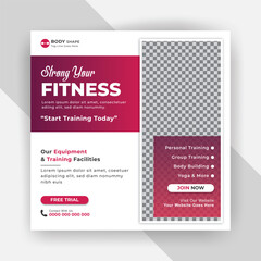 Modern fitness gym sports center social media post template