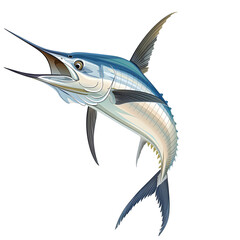 Naklejka premium Clipart illustration of marlin on a white background. Suitable for crafting and digital design projects.[A-0001]