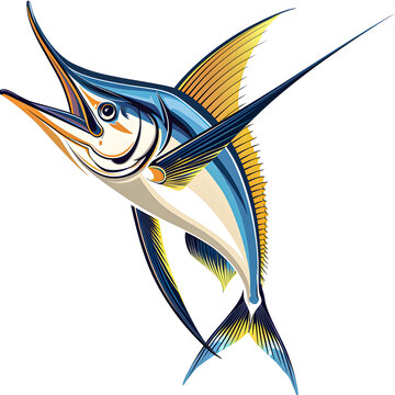 recommend clip art: Clipart illustration of marlin on a white background. Suitable for crafting and digital design projects.[A-0003]