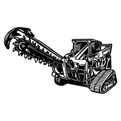 Obraz premium Skid Steer Trencher - Equipment - trencher construction machine vector illustration