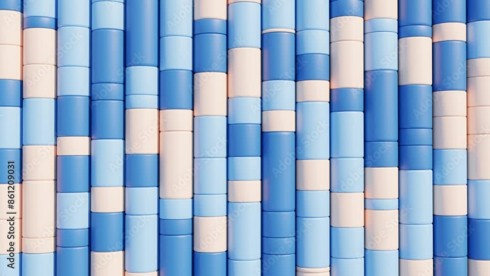 Aufkleber abstract 3d animation of cylinders changing height in blue, cyan, and peach colors for modern geomet