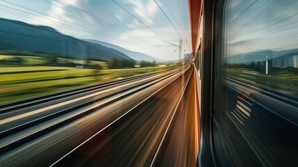 view from the window of the train in motion