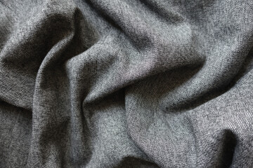 Crumpled heather grey viscose and polyester fabric