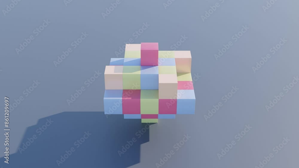 Poster looping abstract 3d cube animation: dynamic geometric patterns and modern design