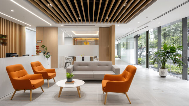 Business open space with brown shade in modern office for comfortable working