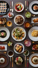 showcasing a variety of traditional dishes from different cultures around the world