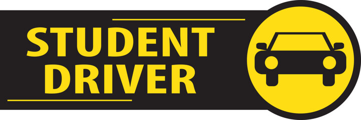 Student driver warning notice sign vector.eps