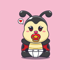 Obraz premium Cute baby ladybug cartoon vector illustration