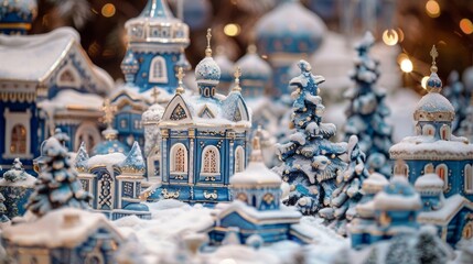 Obraz premium Enchanting Winter Village Miniature with Snowy Details