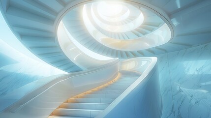 Obraz premium Abstract architectural rendering of a spiral staircase