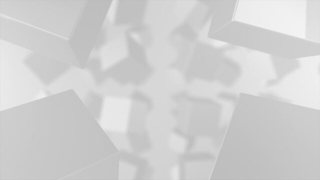 White and Black color slowly rotating 3d shiny cubes abstract 3d background