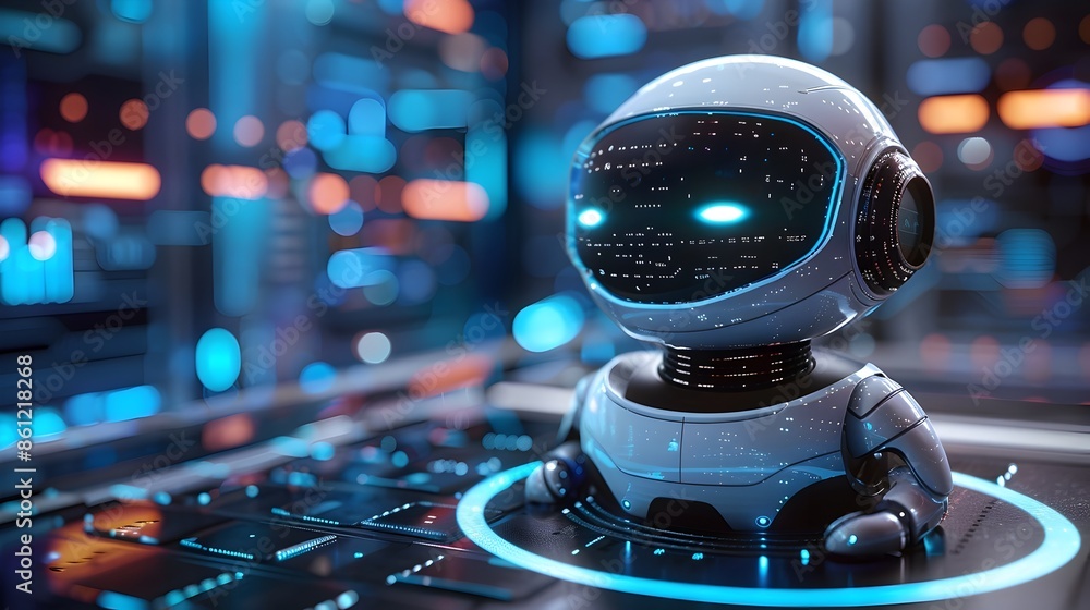Poster ai powered smart assistant integrated into futuristic device helping manage daily tasks and schedule