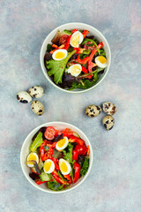 Summer salad with vegetables and eggs.