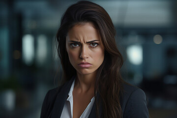 Fototapeta premium Confident beautiful lady strict chief working in office made with generative AI technology