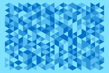 Blue grid mosaic background. Vector backdrop with badge. Hexagon. Geometric. Triangle. Fresh blue background. Creative design templates.