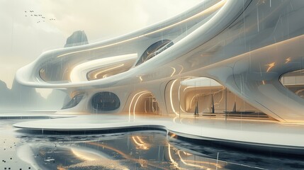 Obraz premium Abstract render of a futuristic building concept