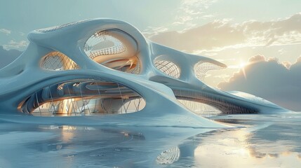 Obraz premium Abstract render of a futuristic building concept