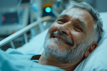 Obraz premium Nurse hospital health services, smiling nurse caring for the aged granny grandpa, Generative AI picture