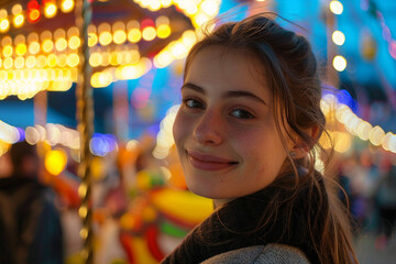 Obraz premium Summer festival fair outdoor person on weekend event with vibrant colors generative AI