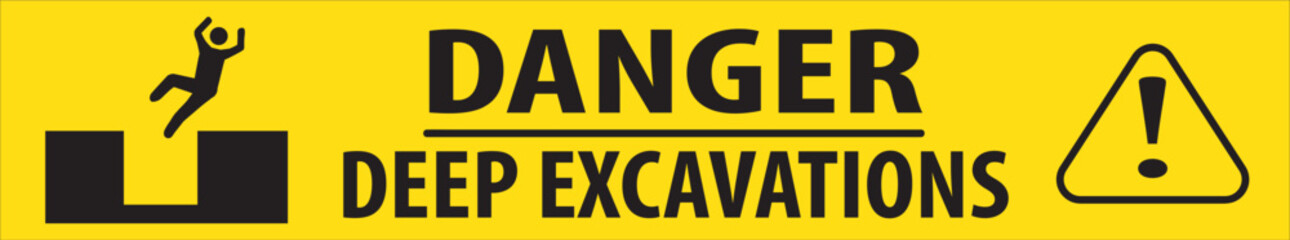 Deep excavations danger warning sign vector.eps