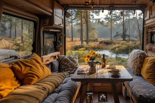 Very calm and pleasant breakfast in nature but with comfort. Living in the home on wheels. Adorable vibe of happiness and joy. 