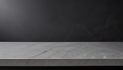 minimalist white marble countertop with blurred black backdrop for product mockup presentation