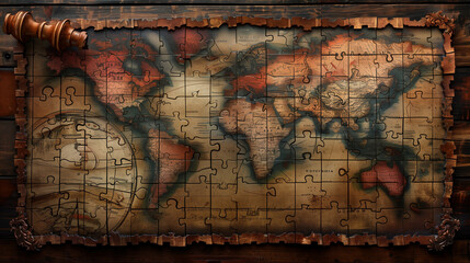 Fototapeta premium map made from puzzle