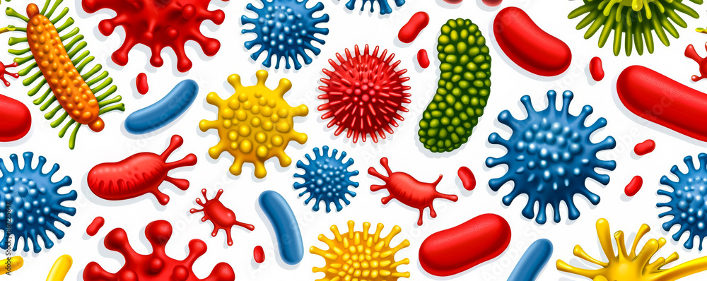 Aufkleber bizarre microorganism-inspired patterns, background with empty space for text