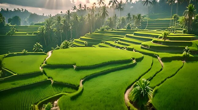 Rice terraces. Rice field