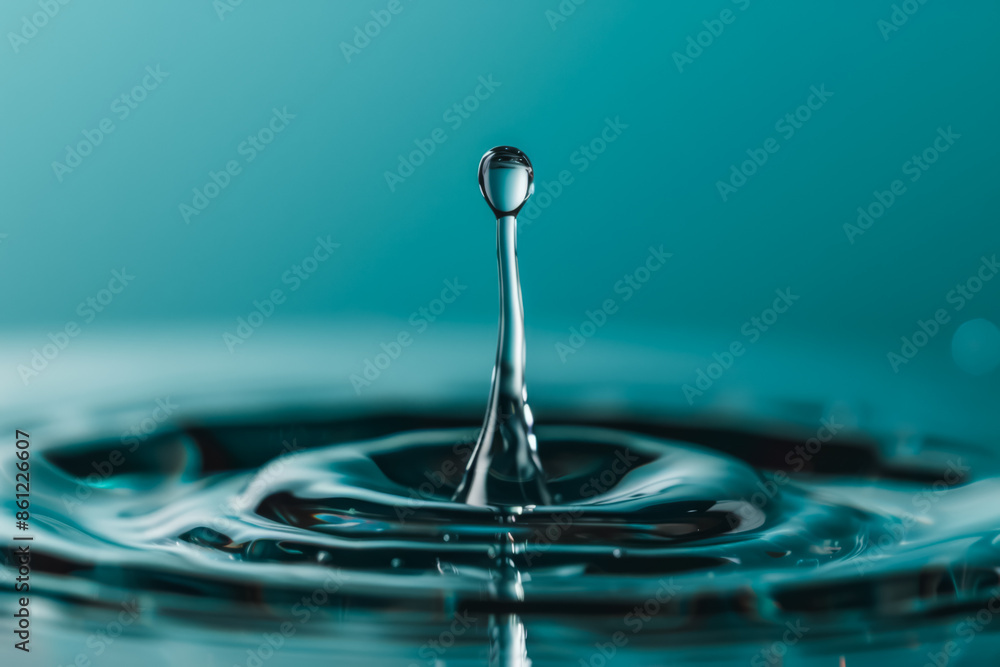 Poster close-up water drop splash macro photography, background with empty space for text